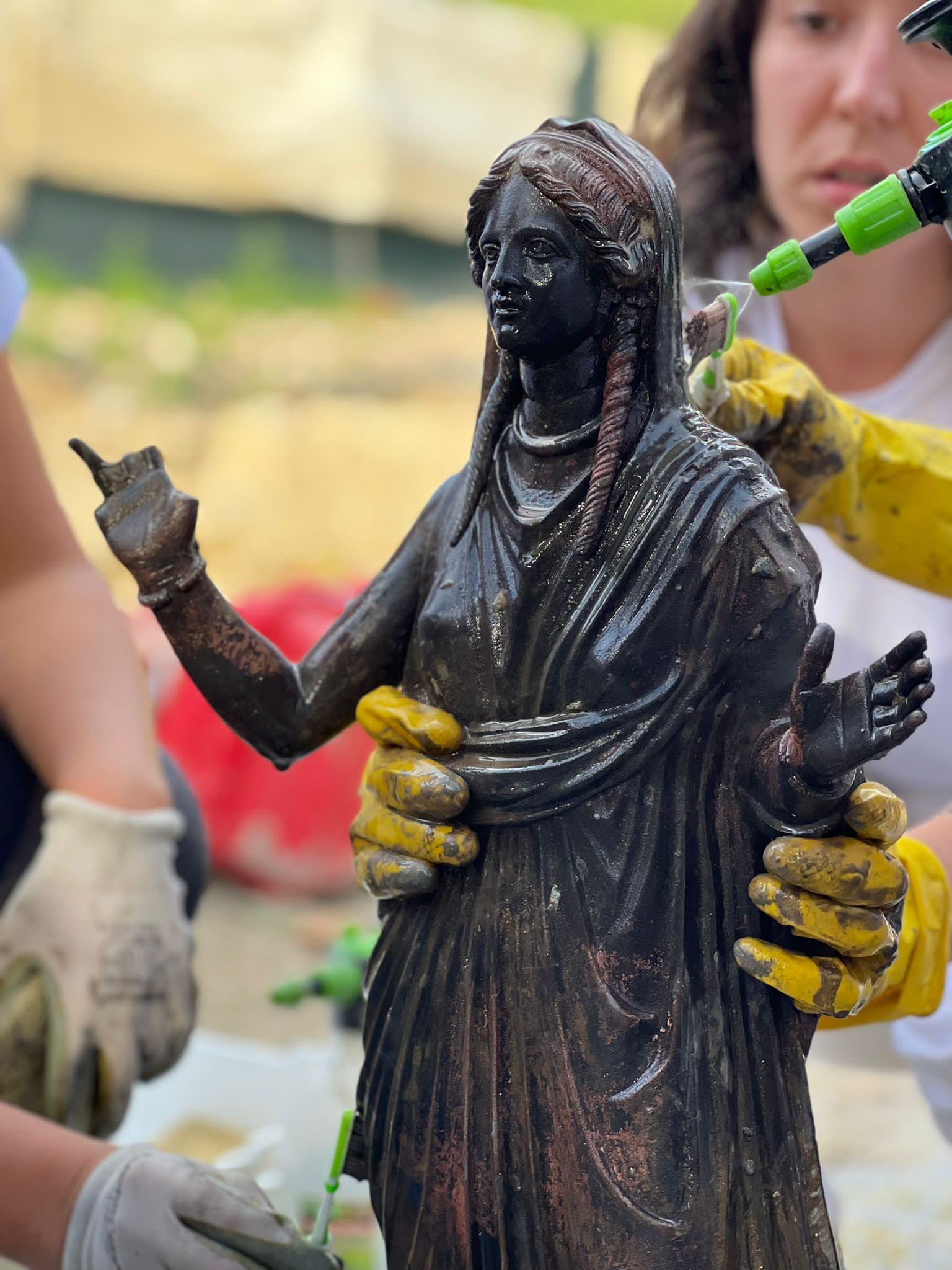 Ancient 2300 years old bronze statues discovered in the mud in Tuscany